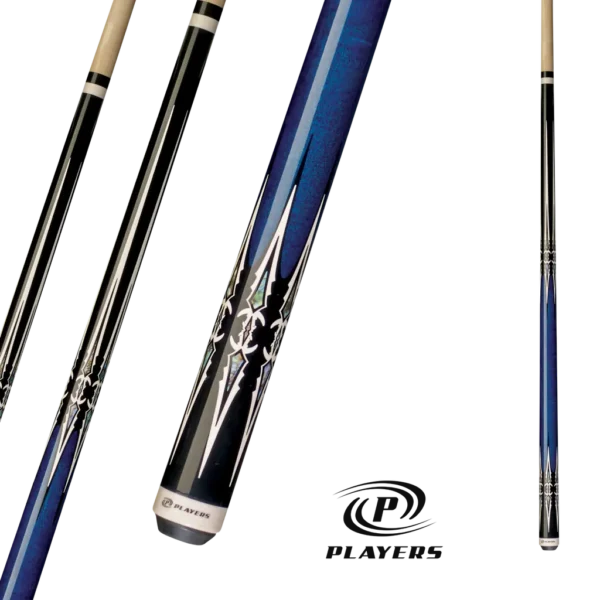 PLAYERS POOL CUE - BLACK AND BLUE - 13MM