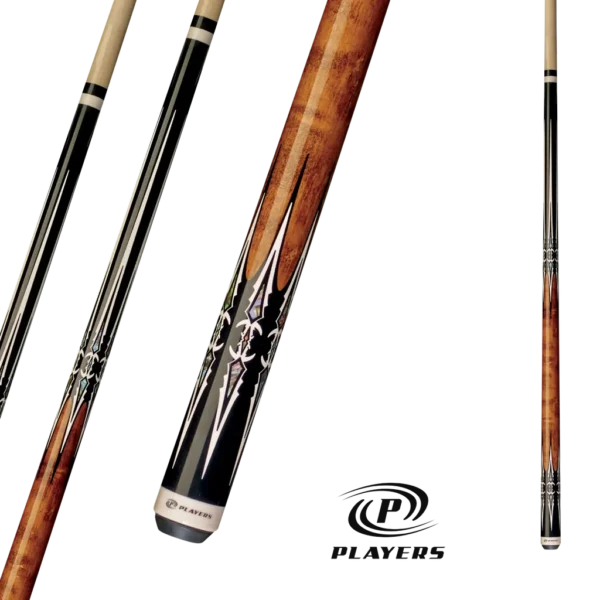 PLAYERS POOL CUE - BLACK AND BROWN - 13MM