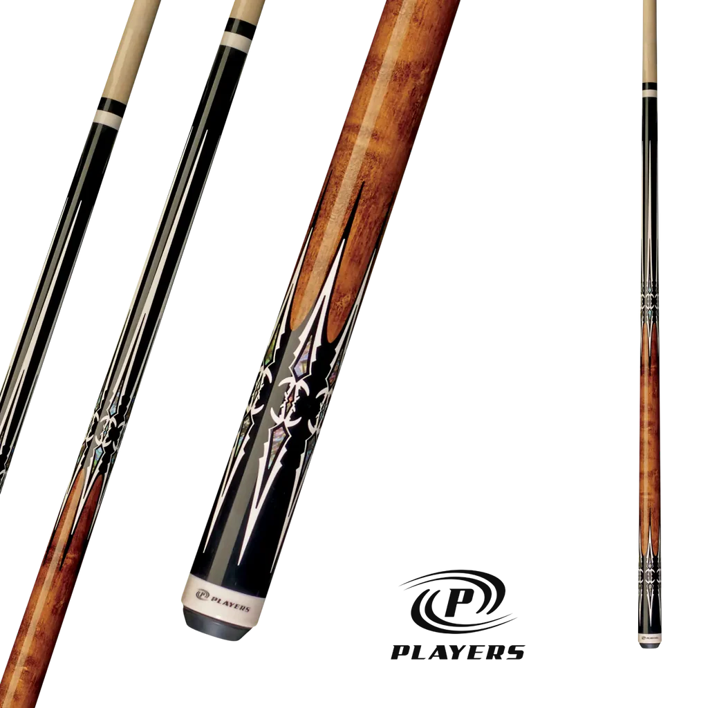 PLAYERS POOL CUE - BLACK AND BROWN - 13MM